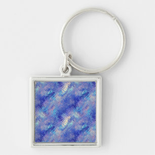 Sapphire Blue Scribbled Texture Key Ring