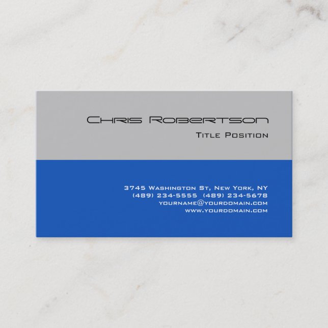 Sapphire Blue Silver Grey Charming Business Card (Front)