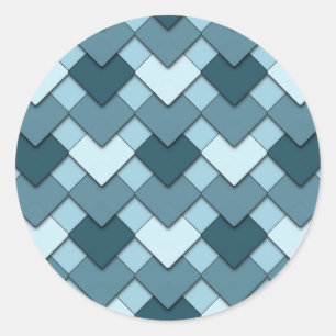 Sapphire Blue Square and Diamond Harlequin Pattern Classic Round Sticker