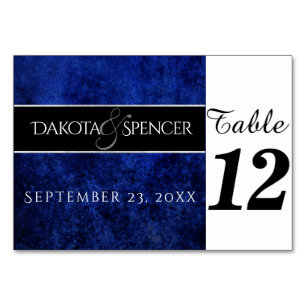 Sapphire Blue Velvet   Moody Jewel Tone Wedding Table Number