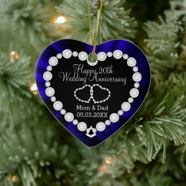 Sapphire Blue Wedding Anniversary | DIY Text   Ceramic Ornament (Tree)