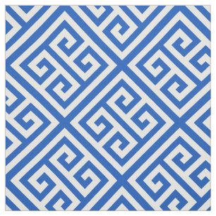 Sapphire Blue Wht Med Greek Key Diag T Pattern #1 Fabric