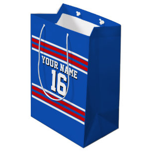 Sapphire Blue with Red White Stripes Team Jersey Medium Gift Bag