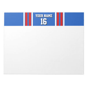 Sapphire Blue with Red White Stripes Team Jersey Notepad