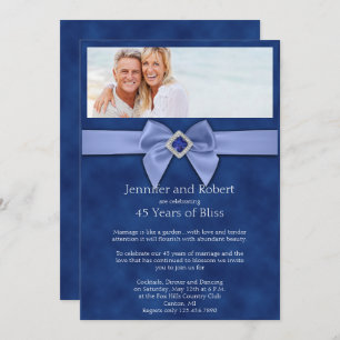 Sapphire Bow 45th Wedding Anniversary Invitation