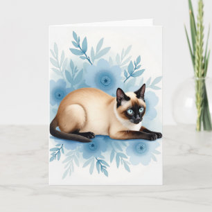 Sapphire Cat Floral Mothers Day Card