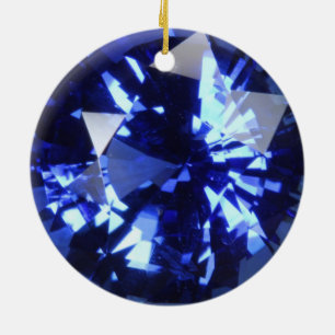 Sapphire Dark Blue Gemstone September Birthstone Ceramic Tree Decoration