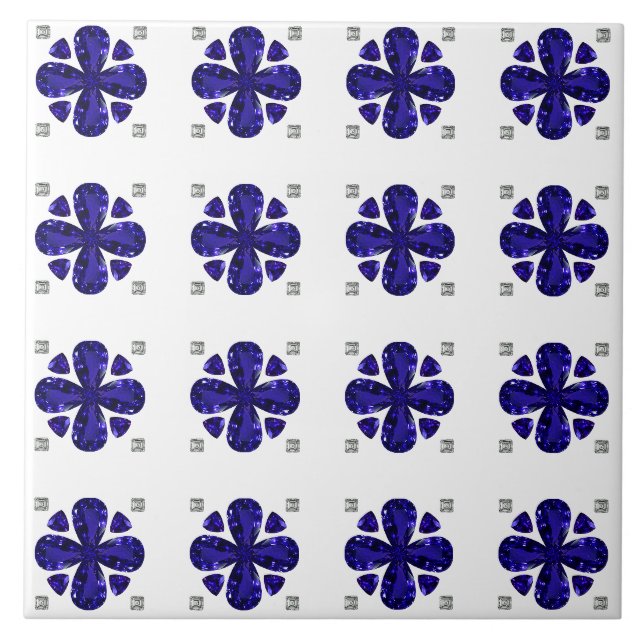 Sapphire Diamond Art, Blue Ceramic Tile (Front)