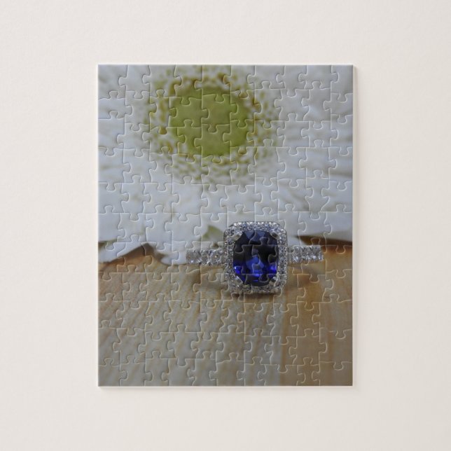 Sapphire Diamond Engagement Ring Jigsaw Puzzle (Vertical)