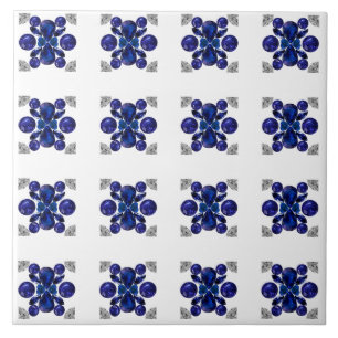 Sapphire Diamond Gemstone Art Blue Ceramic Tile
