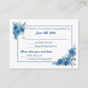 Sapphire Elegance Blue Floral Response Card
