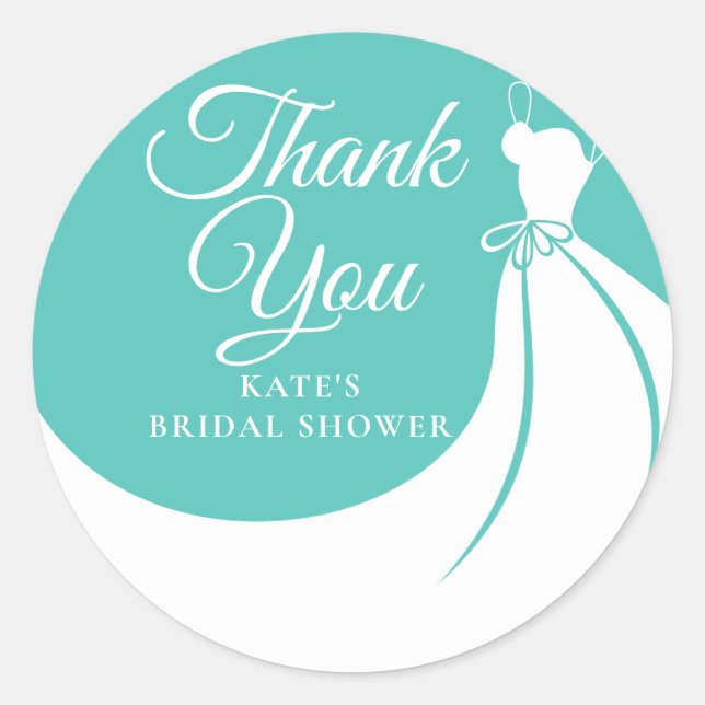 Sapphire Elegant Gown Bridal Shower Classic Round Sticker (Front)