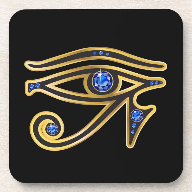 Sapphire Eye of Ra in Gold Cork Coaster (Front)