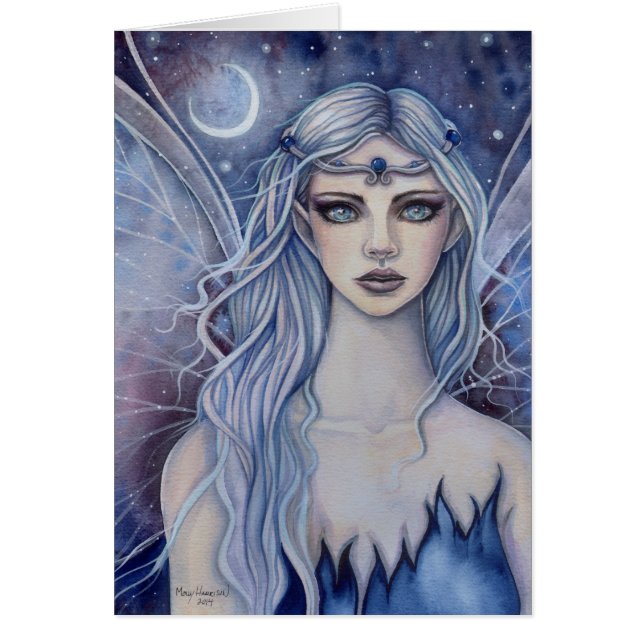 Sapphire Fairy Fantasy Watercolor Art (Front)