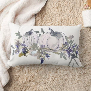 Sapphire Floral Pumpkin Add Name Purple Lumbar Cushion