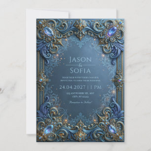 Sapphire Galaxy Filigree Wedding Invitation