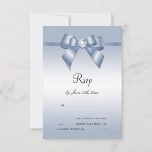 Sapphire Gem Bow & Ribbon 45th Wedding Anniversary RSVP Card