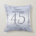 Sapphire Gem & Glitter 45th Wedding Anniversary  Cushion<br><div class="desc">Glamourous and elegant posh 45th Sapphire Wedding Anniversary throw pillow with stylish sapphire blue gem stone jewels corner decorations and matching coloured glitter border frame. A romantic design for your celebration. All text, font and font colour is fully customisable to meet your requirements. If you would like help to customise...</div>