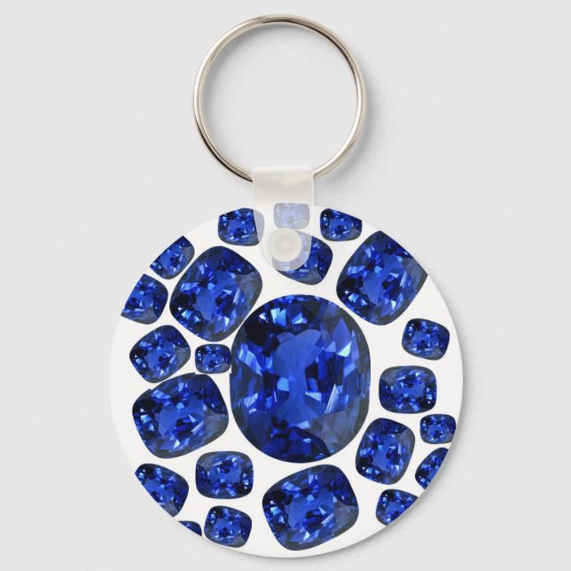 Sapphire Gems Birthstone gifts by sharles Key Ring (Front)