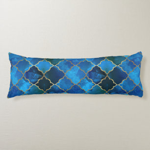 Sapphire Gemstone & Gold Moroccan Tile Pattern Body Cushion