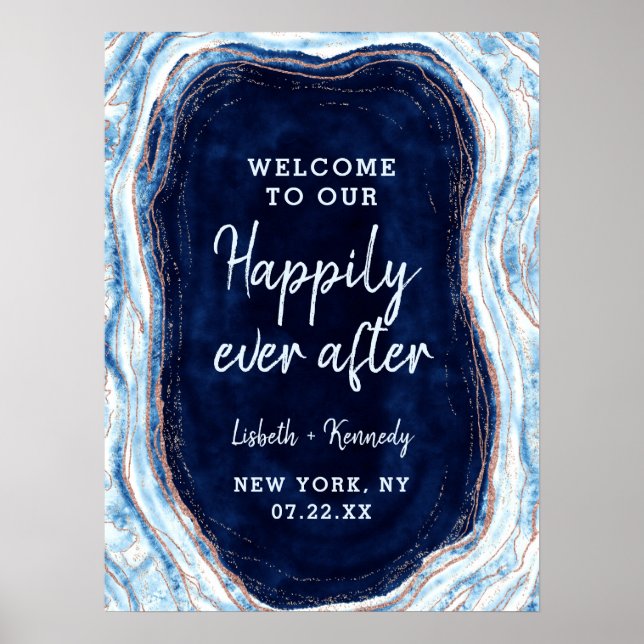 Sapphire Geode Happily Ever After Reception Sign (Front)