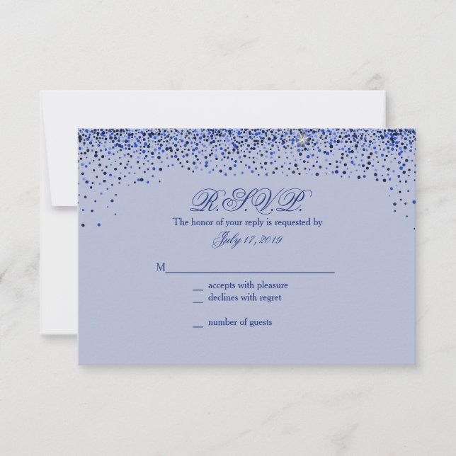 Sapphire Glitz Glitter Wedding Response Cards (Front)
