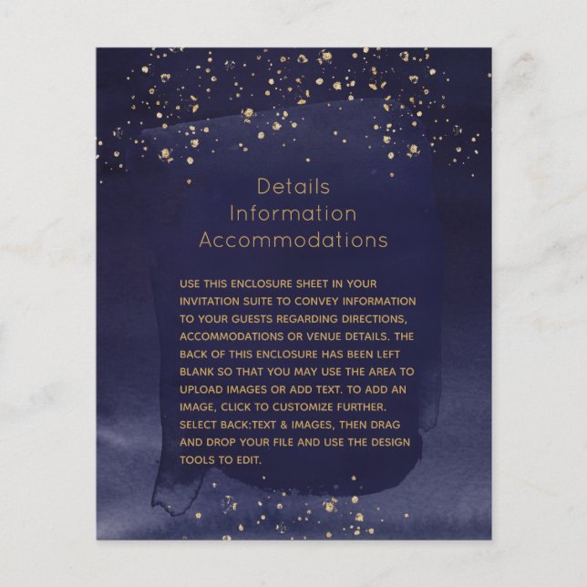 Sapphire & Gold Wedding Details Enclosure (Front)