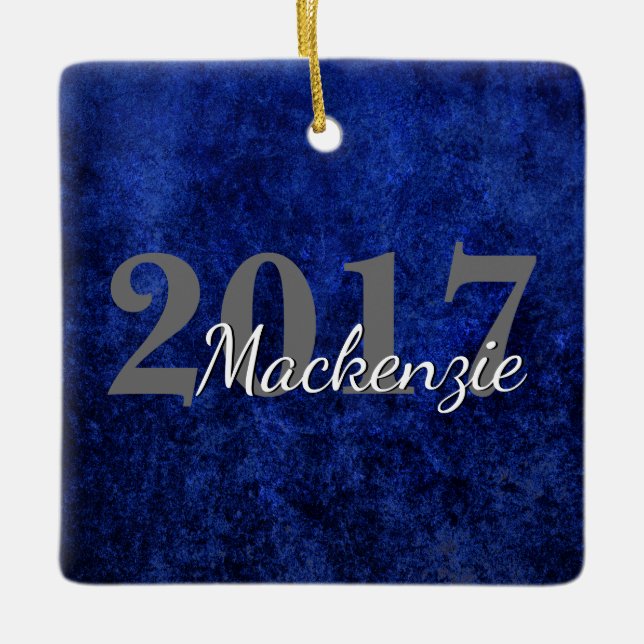 Sapphire Grad | Blue Royal Cobalt Azure Year Ceramic Tree Decoration (Front)