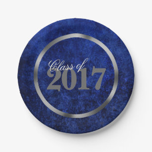 Sapphire Grad Blue Royal Cobalt Azure Year Paper Plate