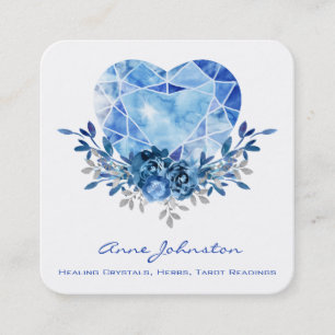 Sapphire Heart Square Business Card