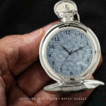 Sapphire Leaf Pocket Watch<br><div class="desc">Graphic design, of Floral leaves, outlined in, glass-paned, textured pattern-displayed in colours of, violet-blue, blue-grey, black, and white.</div>