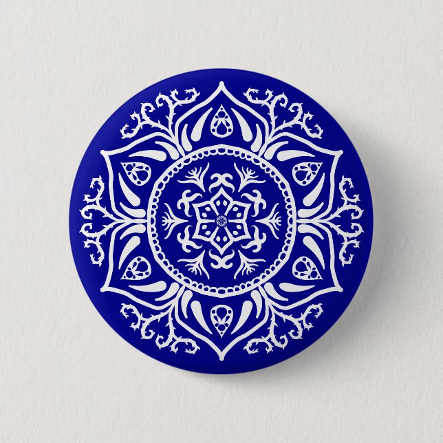 Sapphire Mandala 6 Cm Round Badge (Front)
