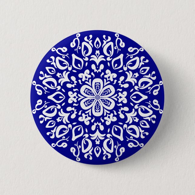 Sapphire Mandala 6 Cm Round Badge (Front)