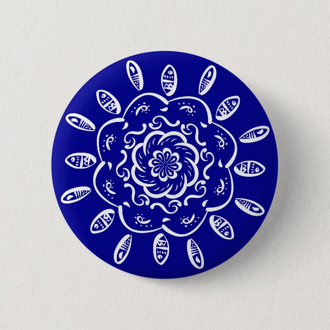 Sapphire Mandala 6 Cm Round Badge (Front)