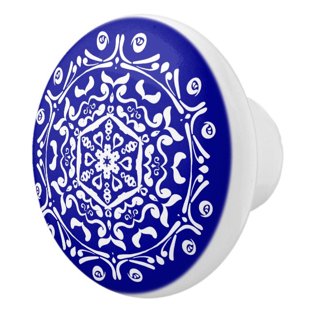 Sapphire Mandala Ceramic Knob (Right)