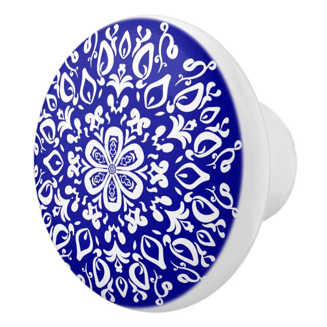 Sapphire Mandala Ceramic Knob (Right)