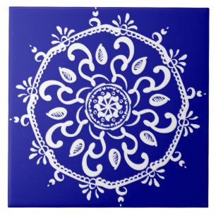 Sapphire Mandala Ceramic Tile