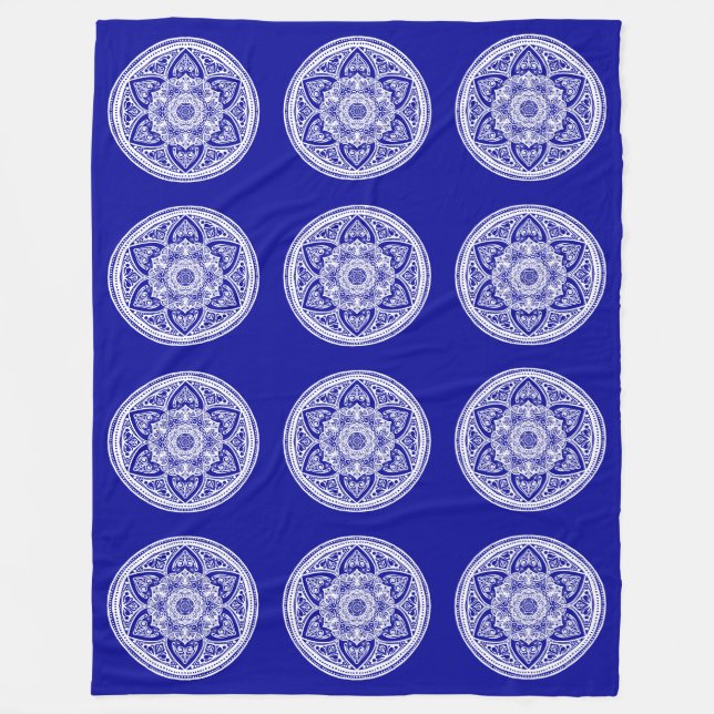 Sapphire Mandala Fleece Blanket (Front)
