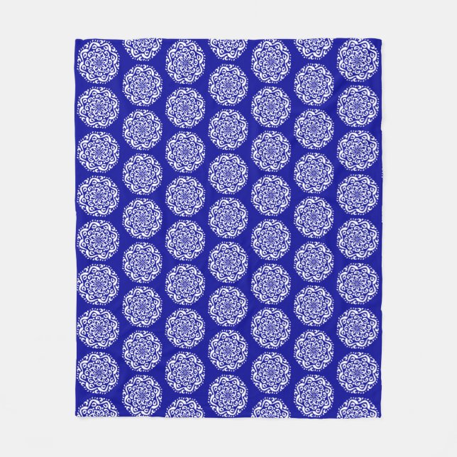 Sapphire Mandala Fleece Blanket (Front)