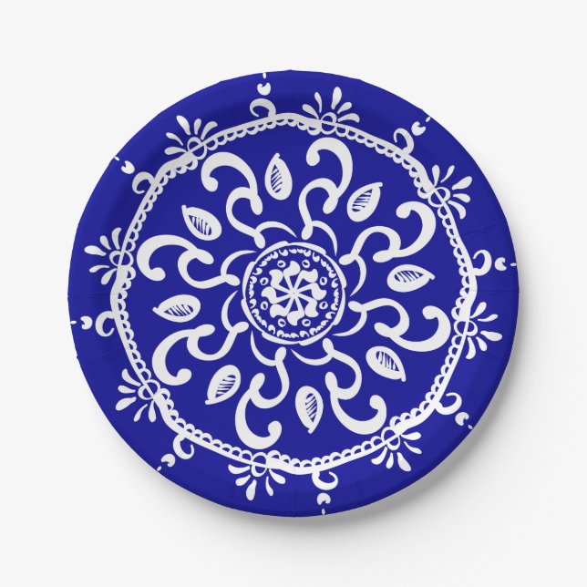 Sapphire Mandala Paper Plate (Front)