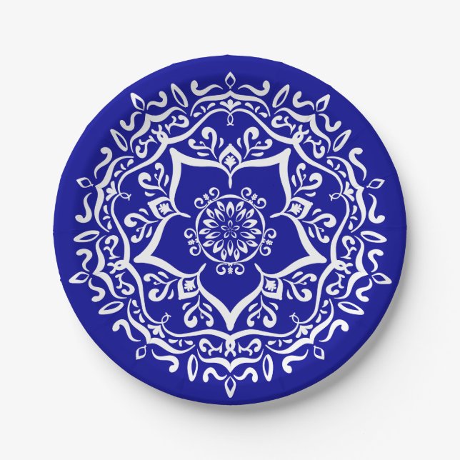 Sapphire Mandala Paper Plate (Front)
