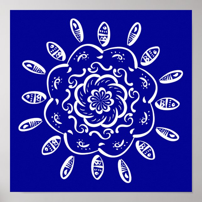 Sapphire Mandala Poster (Front)