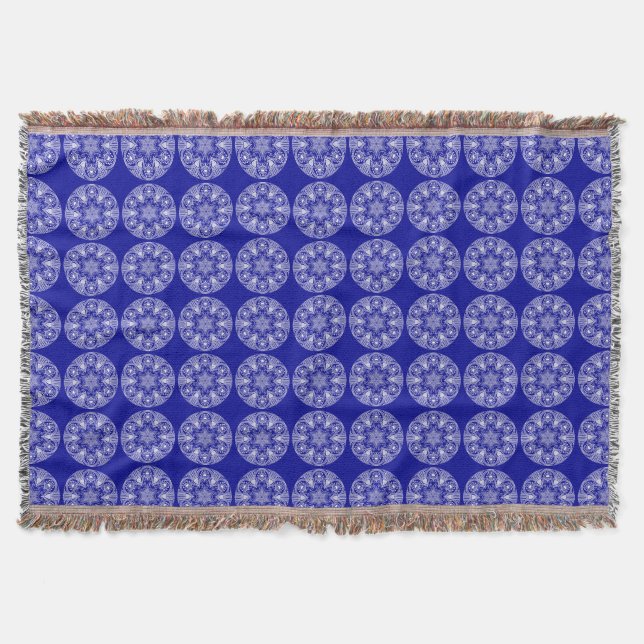 Sapphire Mandala Throw Blanket (Front)