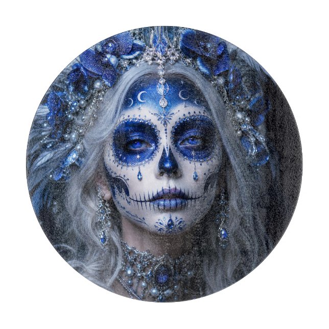 Sapphire Moon Calavera – Blue Celestial  Cutting Board (Front)