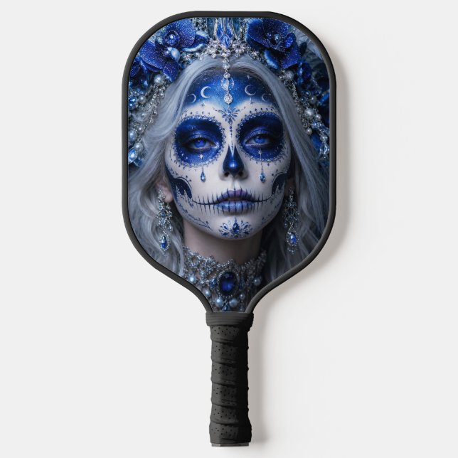 Sapphire Moon Calavera – Blue Celestial  Pickleball Paddle (Front)