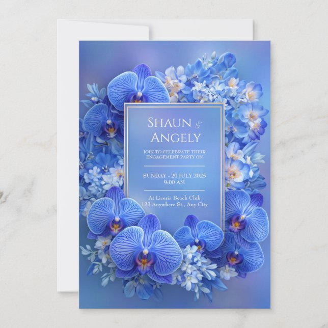 Sapphire Orchid Gilded Gradient Wedding Invitation (Front)