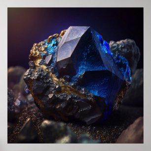 Sapphire Ore Macro Poster - Metamorphic Rock Print