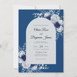 Sapphire Peony Wedding Invitation