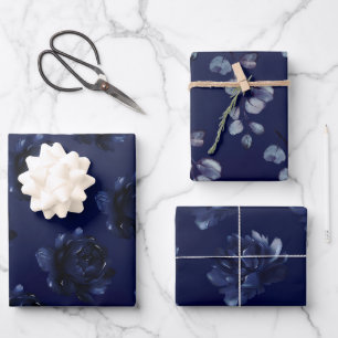 Sapphire Peony Wedding Wrapping Paper Sheet