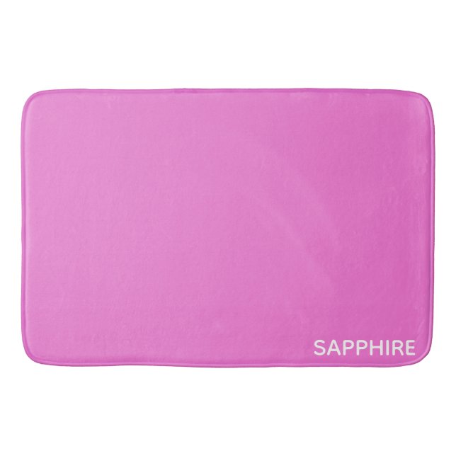 Sapphire pink color name bath mat (Front)